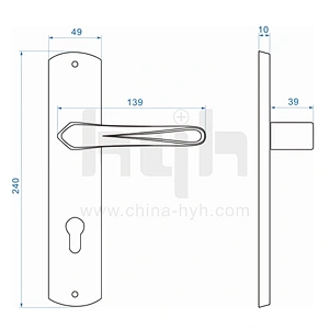 Hot Sales Zinc Alloy Easy To Install Brushed Good Choice Safe Plate Door Handle