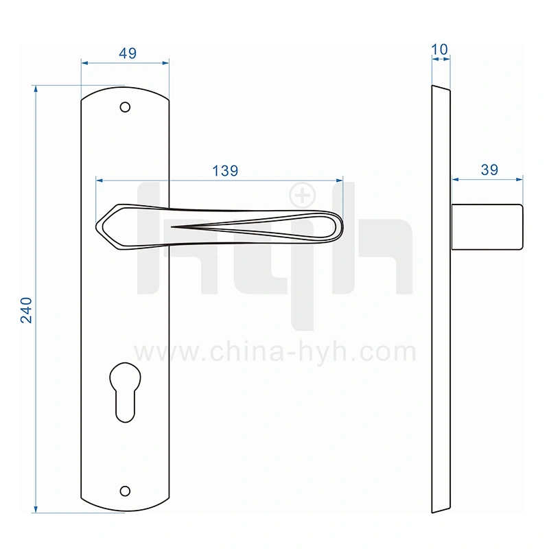 Hot Sales Zinc Alloy Easy To Install Brushed Good Choice Safe Plate Door Handle
