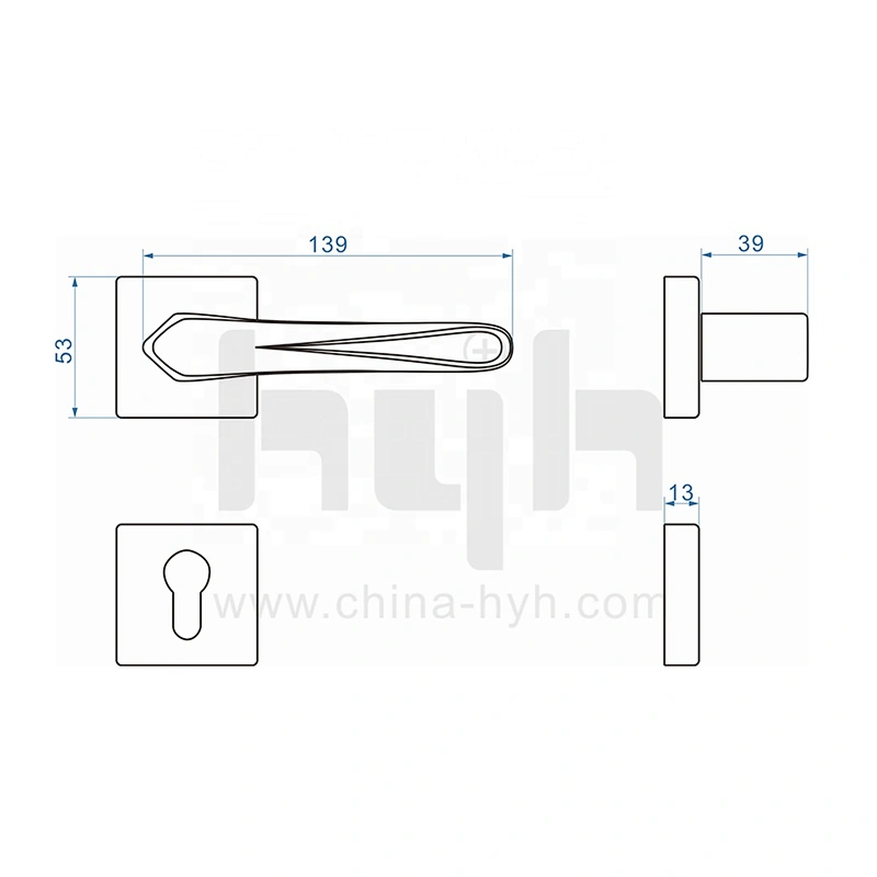 Guangdong-hyh Hot Sale Zinc Alloy Wooden Door Lock Handle, Interior Door Handle Black For Home Doors