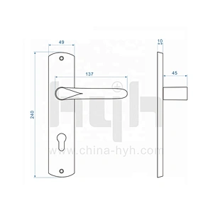 Guangdong-hyh Hardware One Piece Brush Matt-Black Modern Lever Plate Door Handle