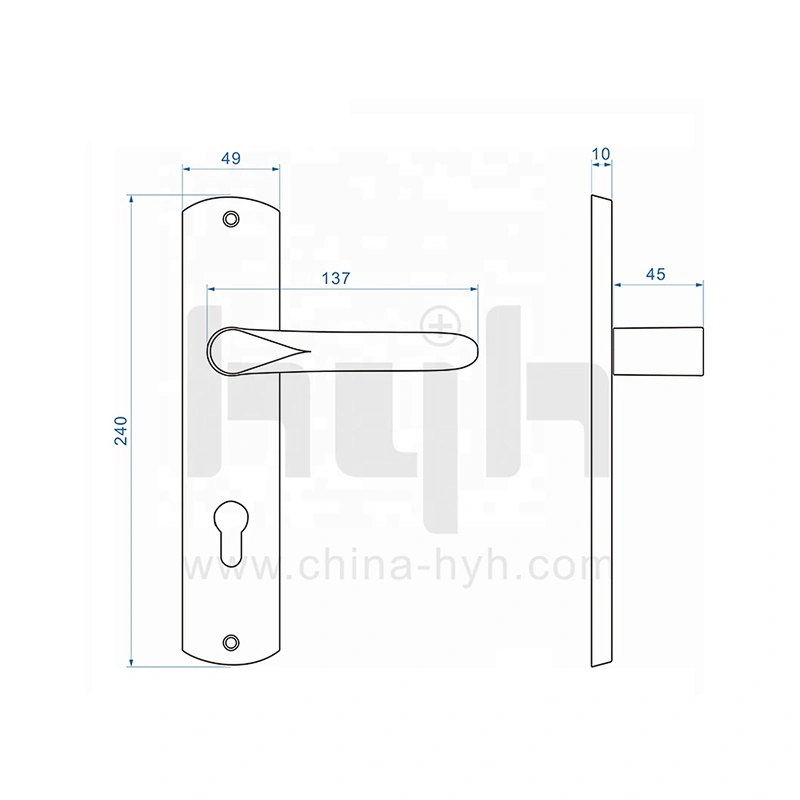 Guangdong-hyh Hardware One Piece Brush Matt-Black Modern Lever Plate Door Handle