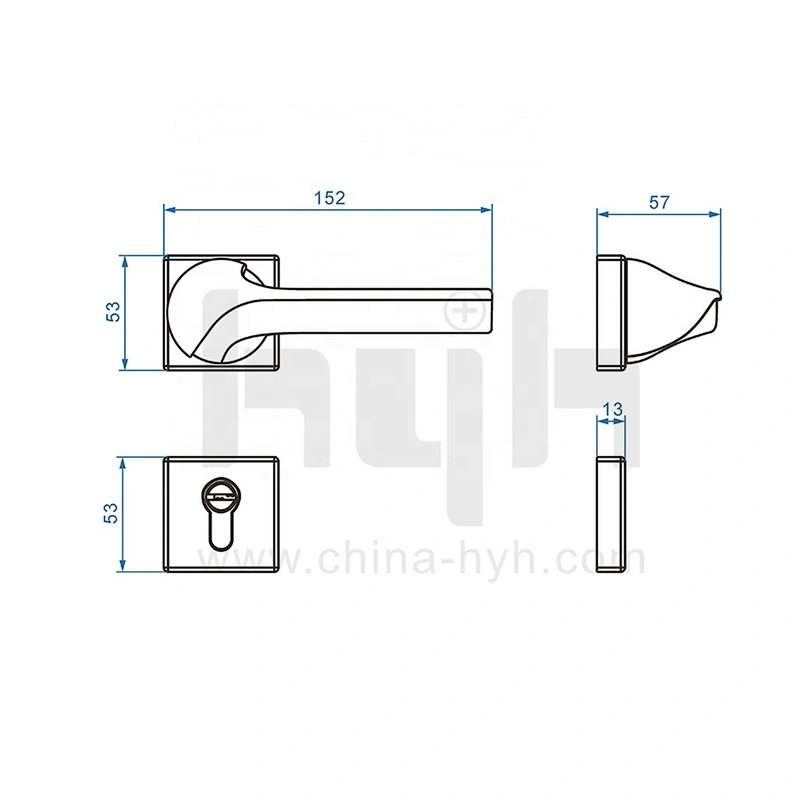 Guangdong-hyh Hardware Wooden Modern Interior  Door Handle black door handle