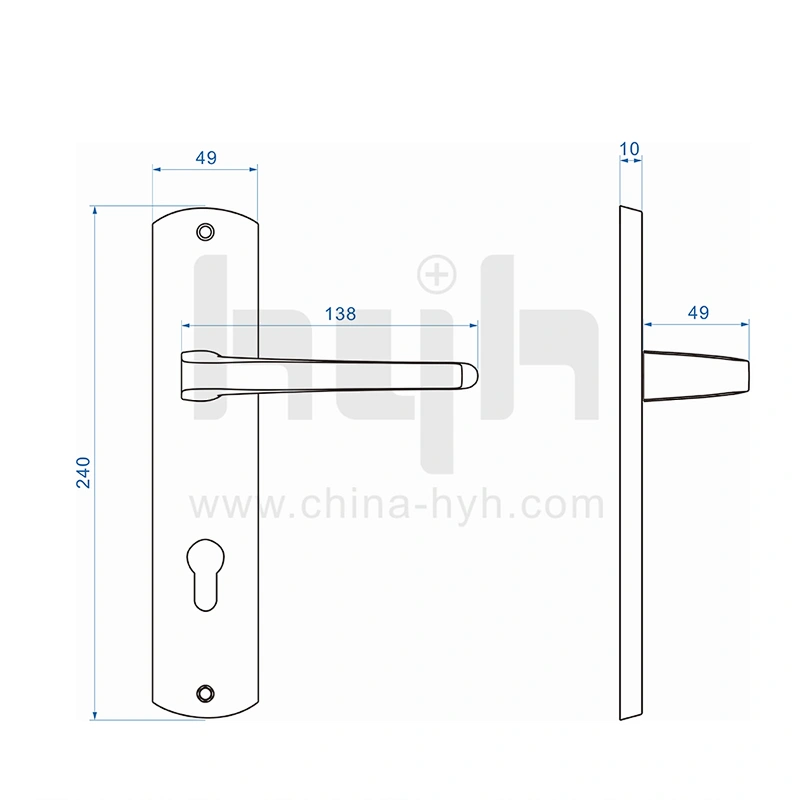 Lever Mortise Lock Door Handle For Security Door With Plate Lock