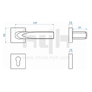 hyh Italian New Square Door Handle Brushed Nickle, Mblack Entry Door Handle With Manufacturer Price