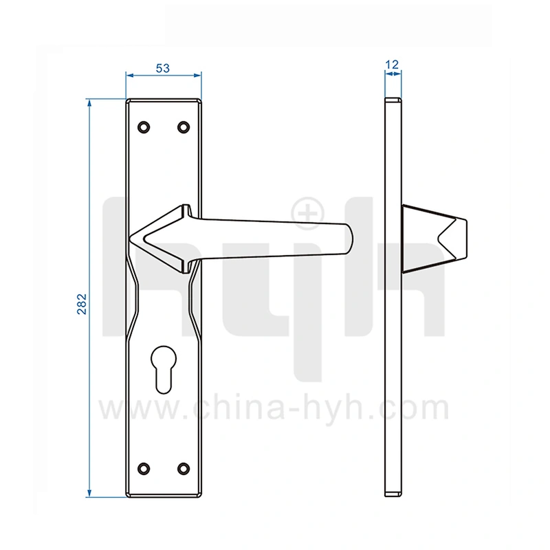 hyh New Patent Fancy Zinc Alloy Bedroom Plate Door Handle With Whole sale Price