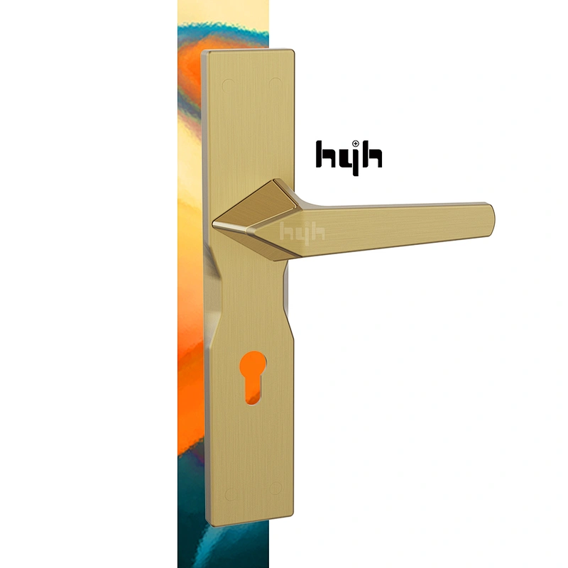 hyh New Patent Fancy Zinc Alloy Bedroom Plate Door Handle With Whole sale Price