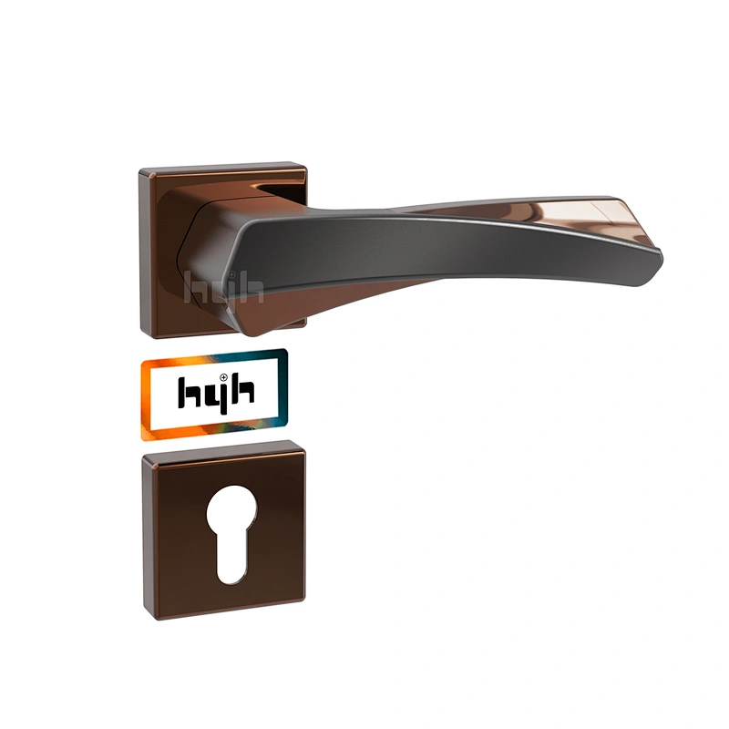 hyh Patent Zinc High Quality Door Lever Handle Set, Interior Door Locks And Handles, Rose Door Handle Matt Black