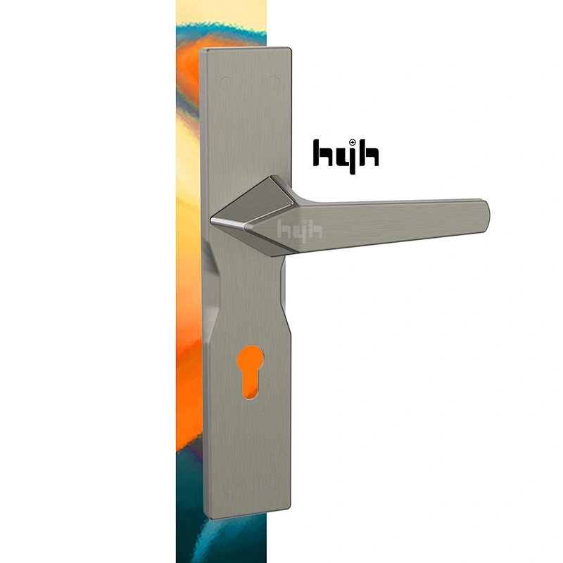 hyh New Patent Fancy Zinc Alloy Bedroom Plate Door Handle With Whole sale Price