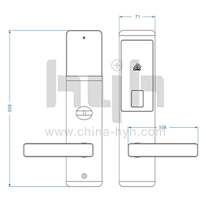 hyh hotel door lock with handle and card access
