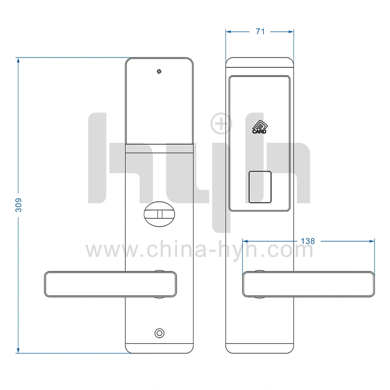 hyh hotel door lock with handle and card access