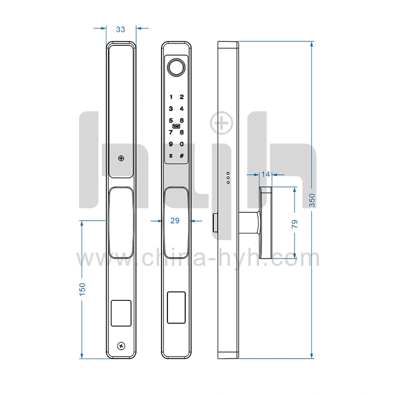 hyh narrow keypad zinc alloy smart door lock