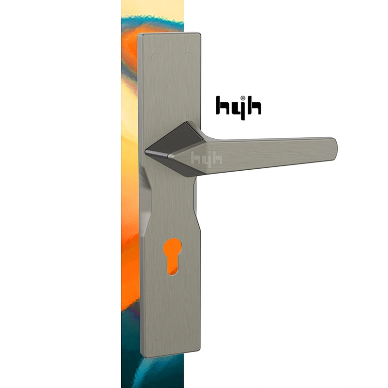 hyh New Patent Fancy Zinc Alloy Bedroom Plate Door Handle With Whole sale Price