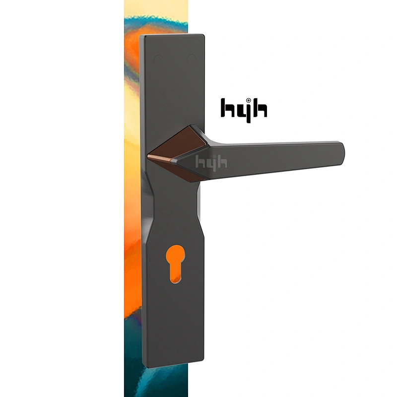hyh New Patent Fancy Zinc Alloy Bedroom Plate Door Handle With Whole sale Price