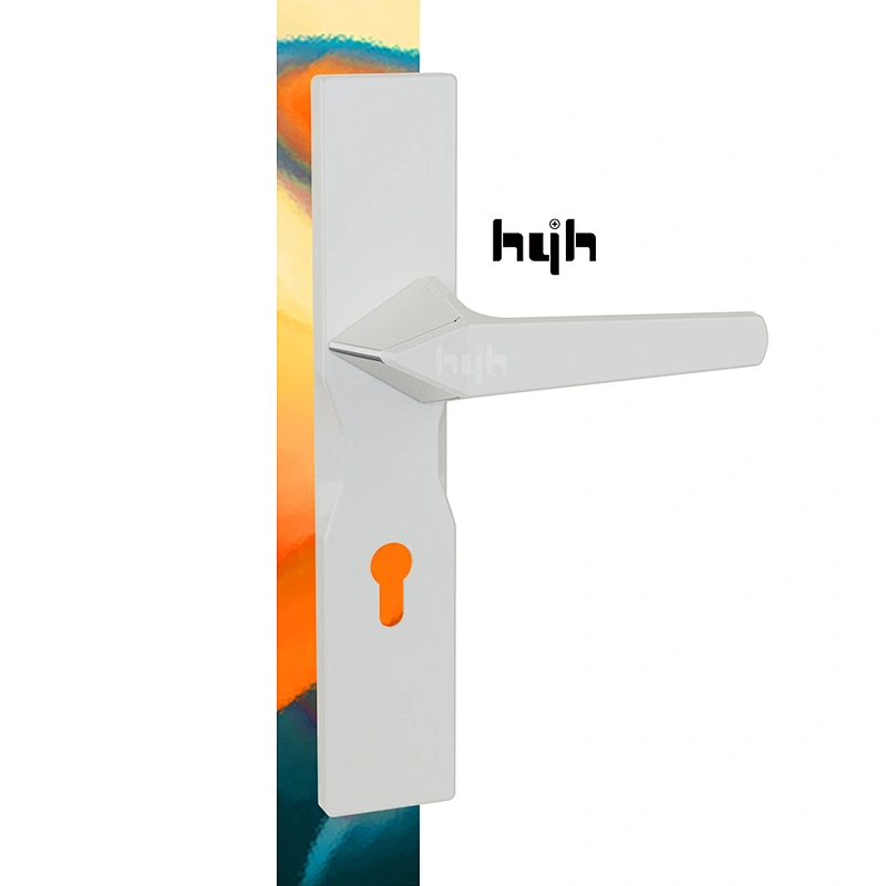 hyh New Patent Fancy Zinc Alloy Bedroom Plate Door Handle With Whole sale Price