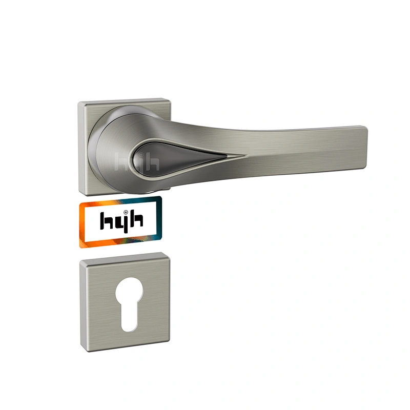 hyh Metal Lever Complete Set Of Bathroom Black Lock Door Handle