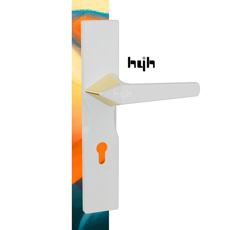 hyh New Patent Fancy Zinc Alloy Bedroom Plate Door Handle With Whole sale Price