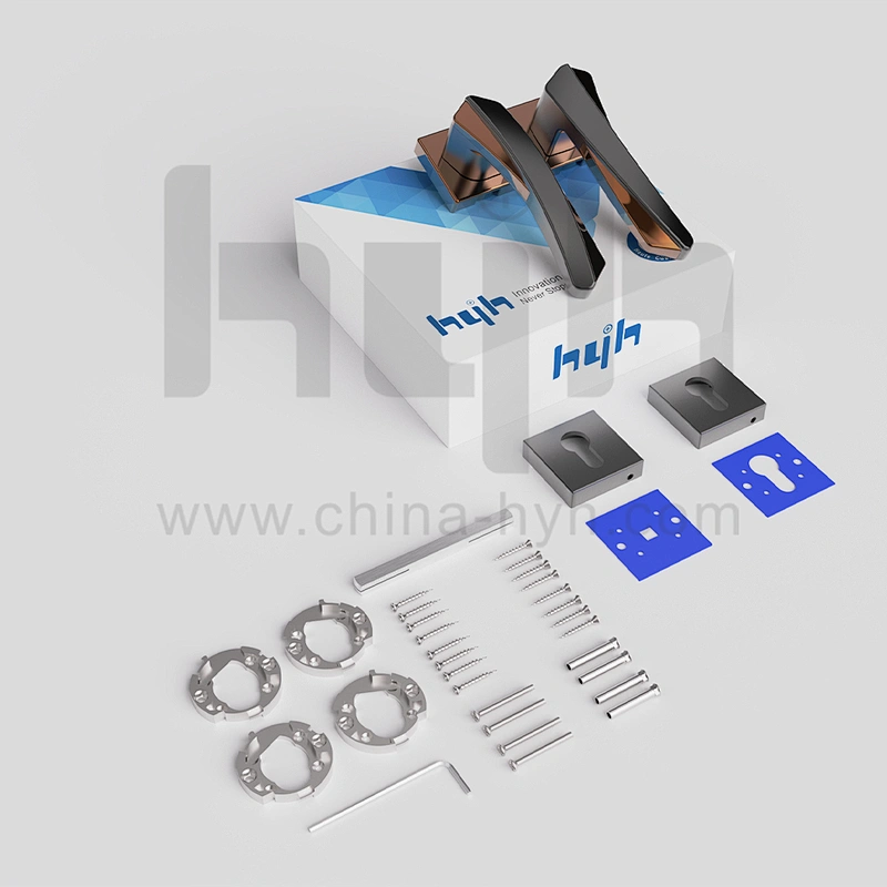 hyh Patent Zinc High Quality Door Lever Handle Set, Interior Door Locks And Handles, Rose Door Handle Matt Black