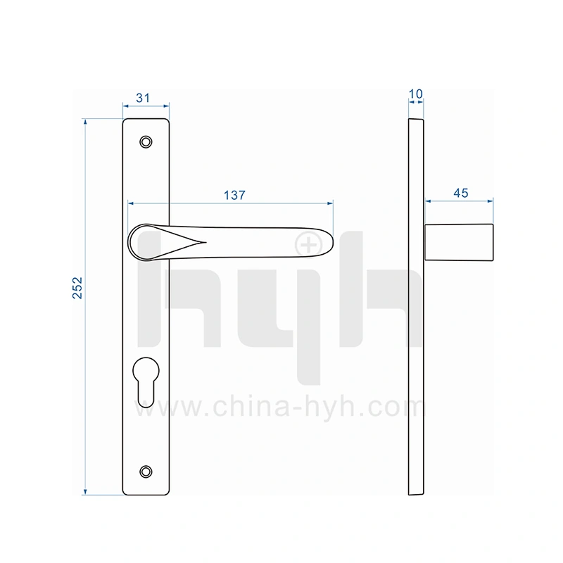 hyh Modern Style Zinc Alloy Entrance Plate Door Handle
