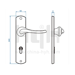 hyh Wooden Internal Lever Bathroom Gold Lock Door Handle With Handle