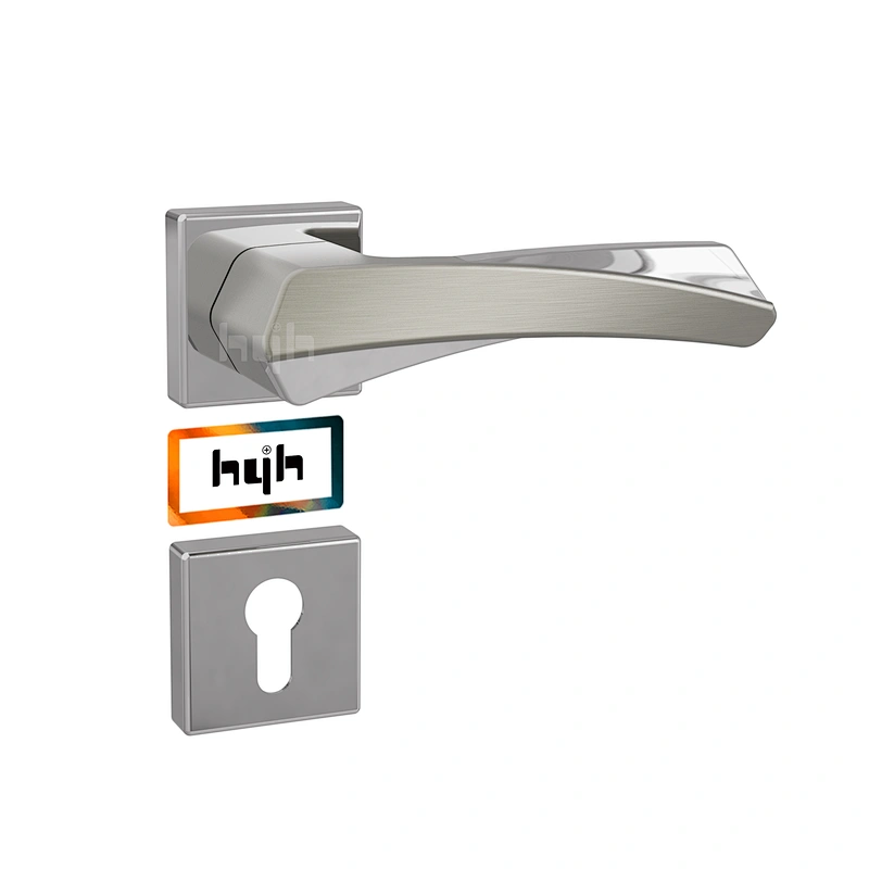 hyh Patent Zinc High Quality Door Lever Handle Set, Interior Door Locks And Handles, Rose Door Handle Matt Black