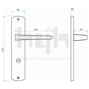 Zinc Alloy Modern Simple Design Brush Finish Plate Door Handle