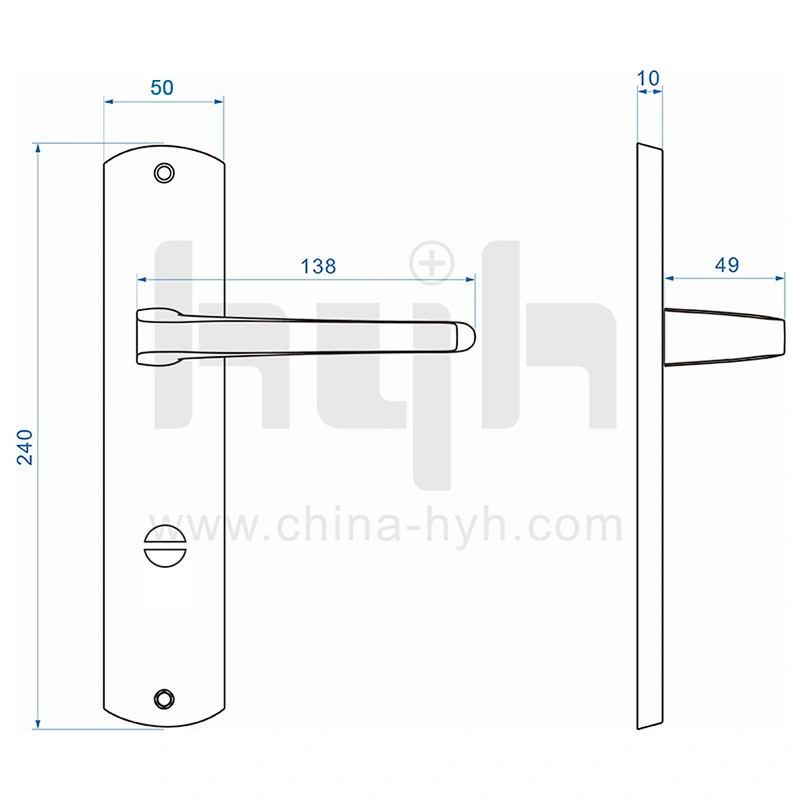 Zinc Alloy Modern Simple Design Brush Finish Plate Door Handle