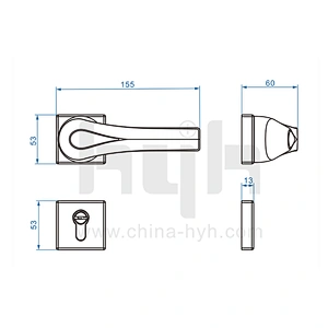 hyh Metal Lever Complete Set Of Bathroom Black Lock Door Handle