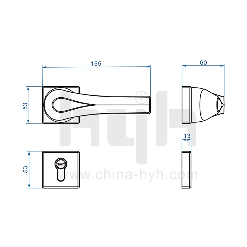 hyh Metal Lever Complete Set Of Bathroom Black Lock Door Handle