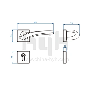 hyh Zinc Alloy Modern Style Outside Golden Door Handle For Door