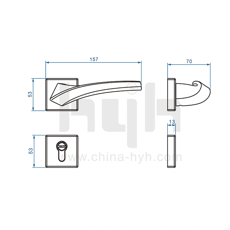 hyh Zinc Alloy Modern Style Outside Golden Door Handle For Door