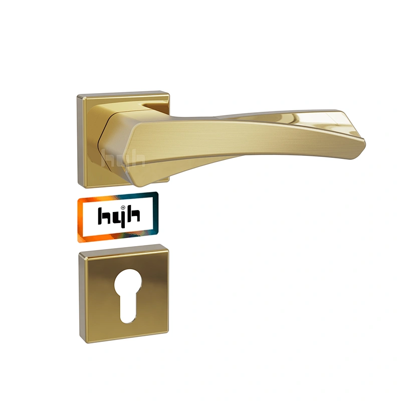 hyh Patent Zinc High Quality Door Lever Handle Set, Interior Door Locks And Handles, Rose Door Handle Matt Black