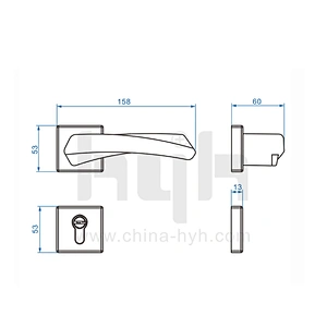 hyh Patent Zinc High Quality Door Lever Handle Set, Interior Door Locks And Handles, Rose Door Handle Matt Black