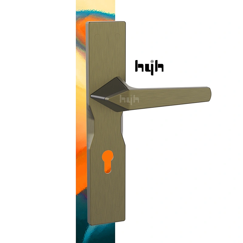 hyh New Patent Fancy Zinc Alloy Bedroom Plate Door Handle With Whole sale Price