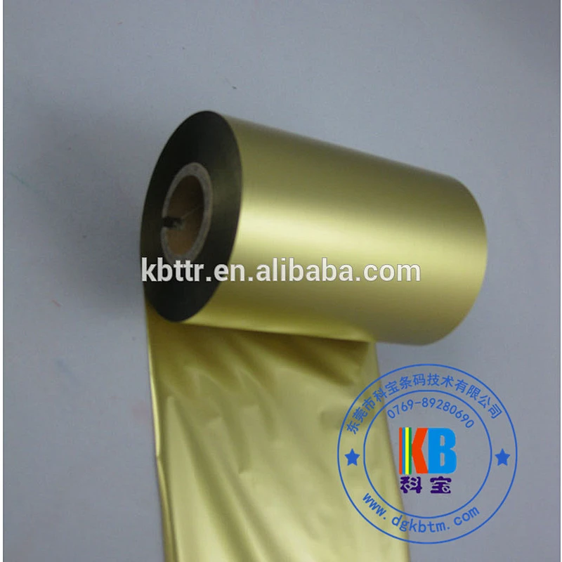 Wash resin ribbon material zebra printer 110mm*300m gold metallic foil ribbon