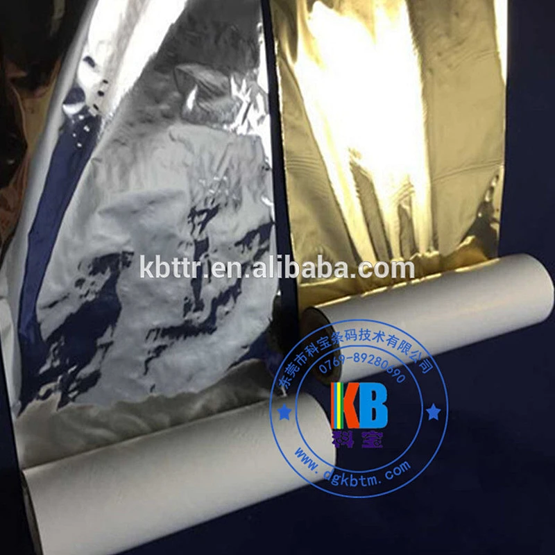 Adhesive garment polyester fabric label printing silver resin TSC color label barcode ribbon
