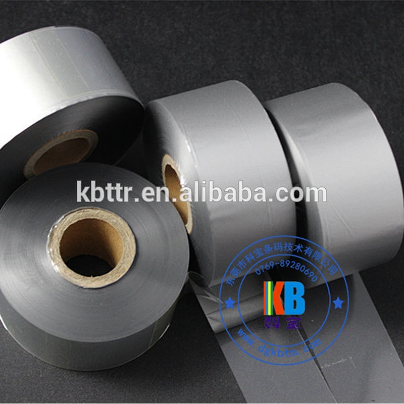 Metallic silver color wash resin textile garment adhesive iron on clothing label printing thermal ribbon