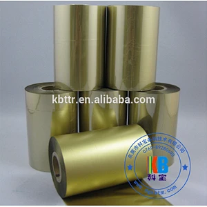 Compatible feature zebra label printer 110*300 TTR high quality resin foil metallic gold printer ribbon