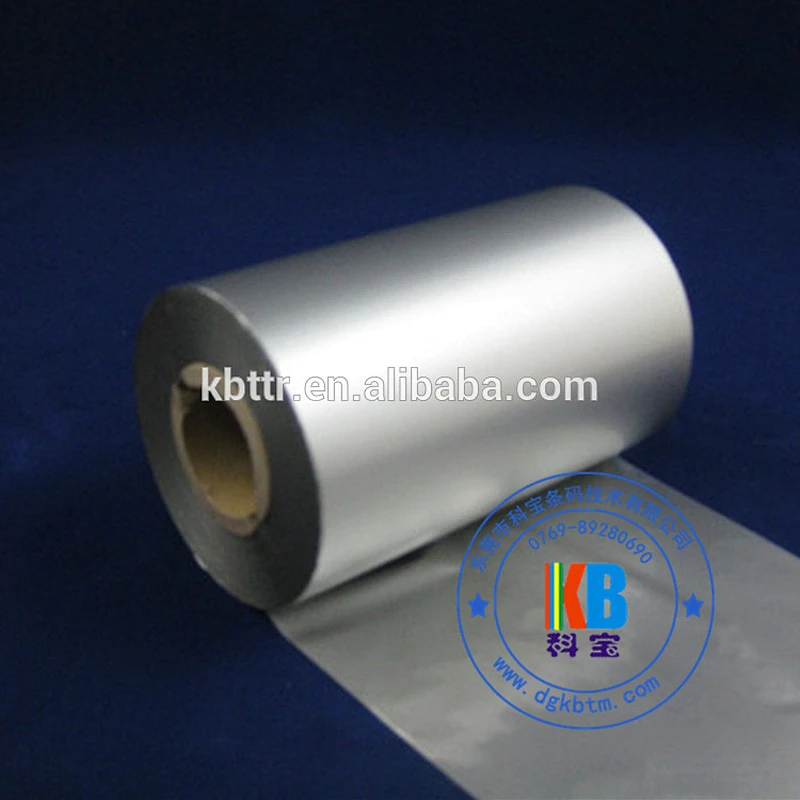 Metallic Silver color Textile clothing fabric satin label printing wash resin printer thermal transfer ribbon