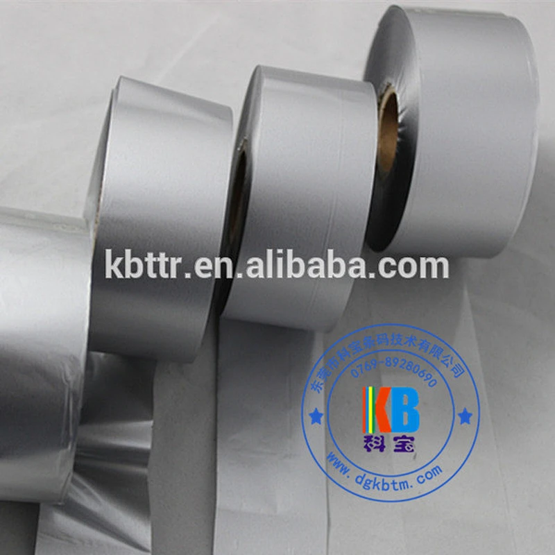 Metallic silver color wash resin textile garment adhesive iron on clothing label printing thermal ribbon