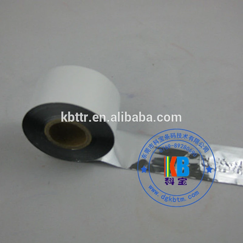 Metallic Silver color Textile clothing fabric satin label printing wash resin printer thermal transfer ribbon