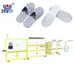 High-speed Hotel Slipper Making Machine with ultrasonic welding technology. Fully automated for non-woven and plush disposable slippers. Features precision cutting and stable PLC control for maximum factory output and low waste.