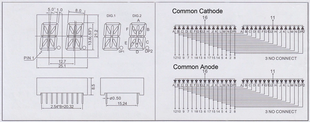 Factory price k segment led display 14 segment alphanumeric display part kem-5322-BB-4L