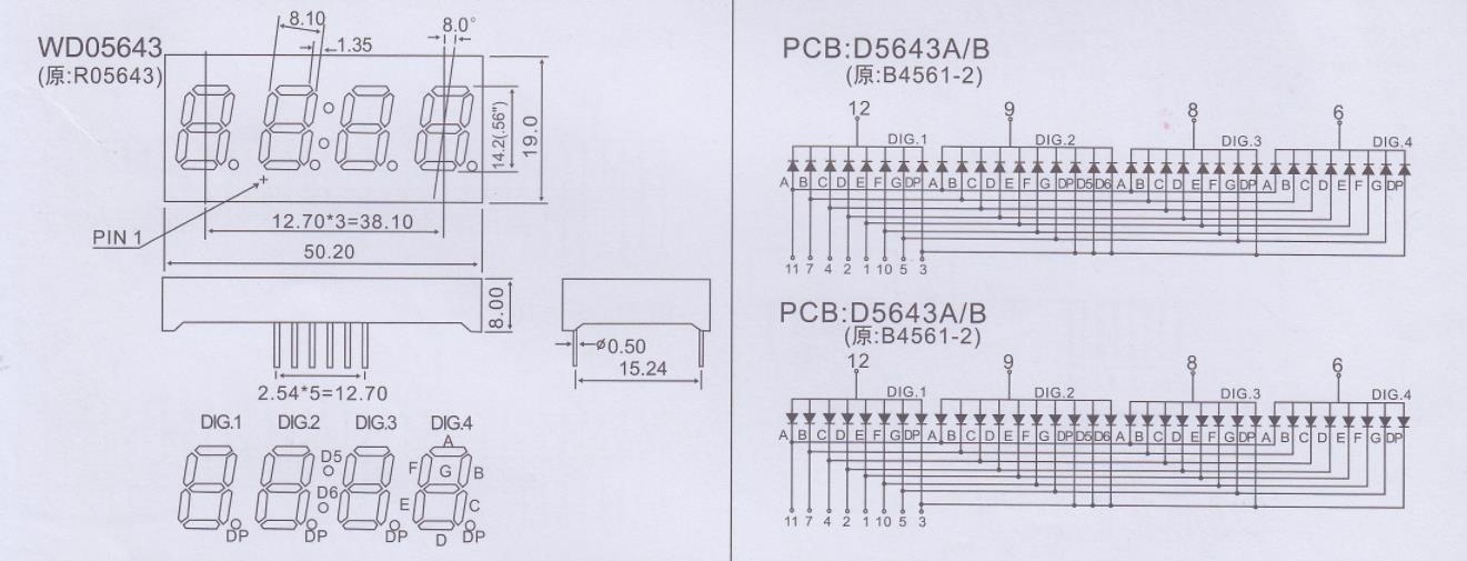 7 Segment Display,Red Color 0.56inch 4 Digit,056 4 Digit Red 7 Segment