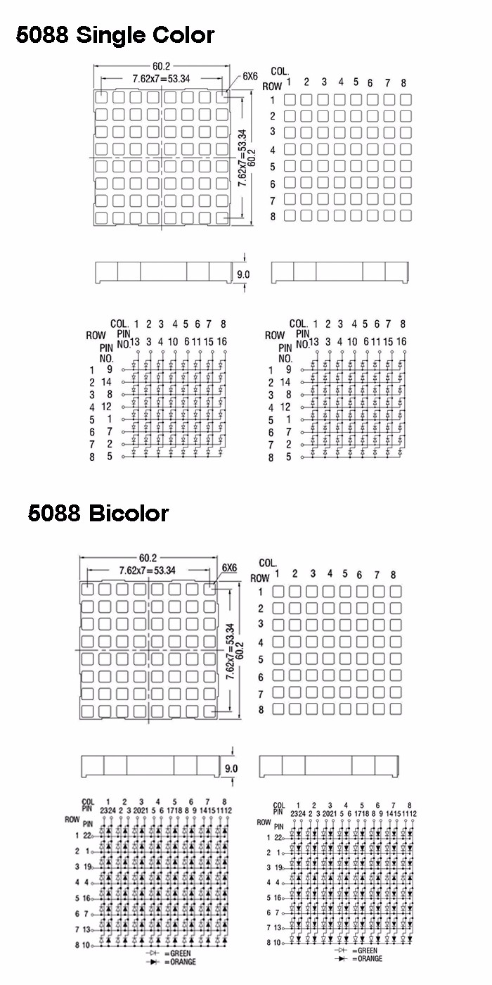 Square LED Matrix 8*8