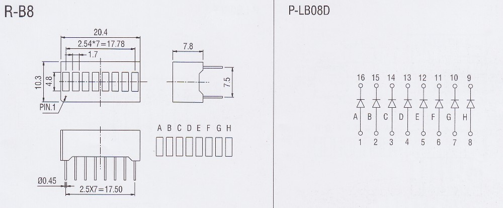 8 Segment Bar Graph Display Internal Circuit Diagram