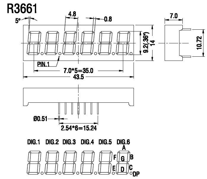 6 digit led display