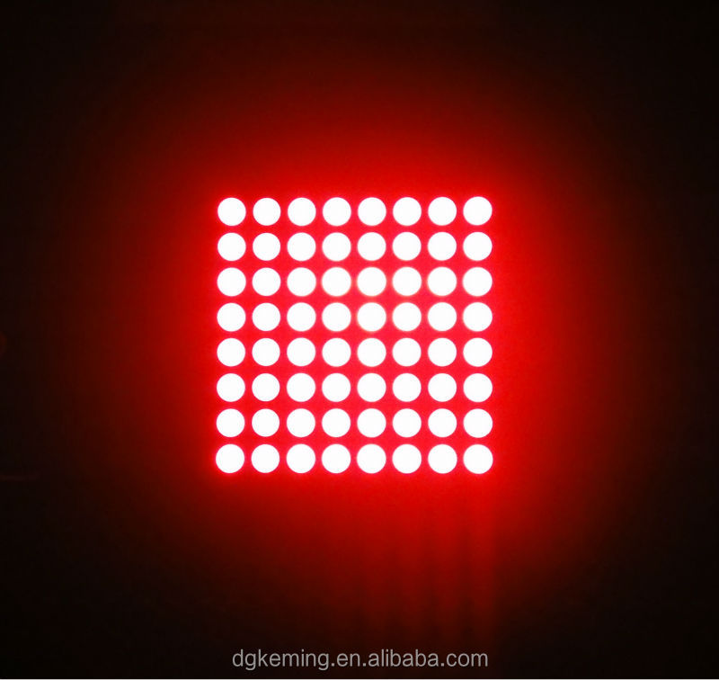 Dongguan keming led matrix 4.8mm fym19881aur, fym19881bur red 8x8 dot matrix display