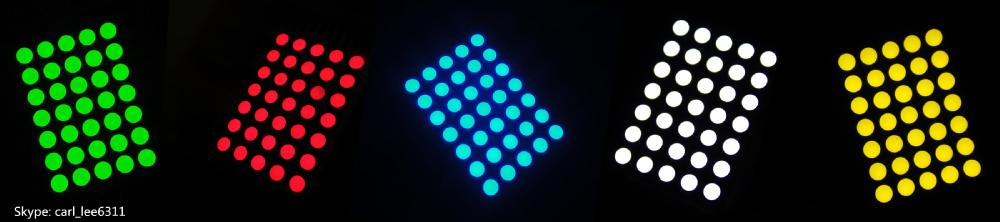 cc/ca 1.9mm 7x5 dot matrix led display, 3mm 5x7 white dot matrix