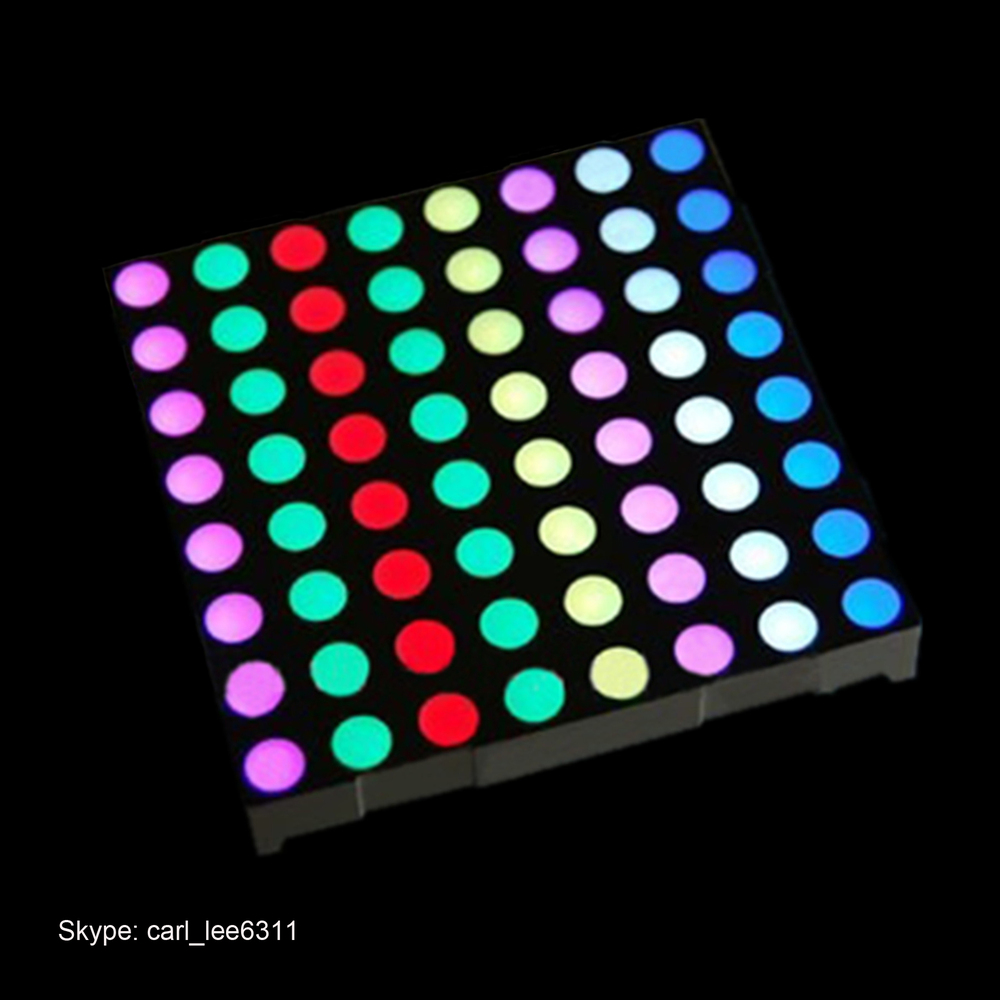 Full color 60.2x60.2mm 5mm 8x8 round dot matrix led display rgb