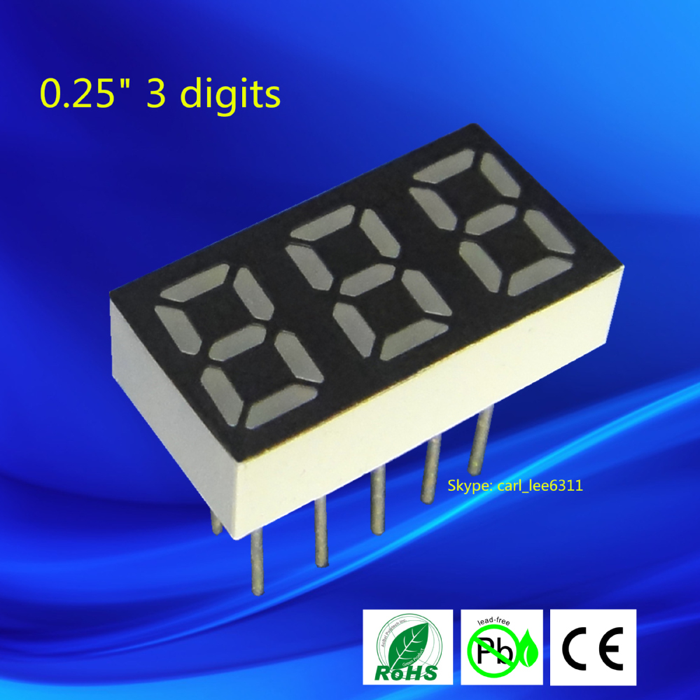0.25 inch small 7 segment display ultra red 3 digit mini led 7 segment
